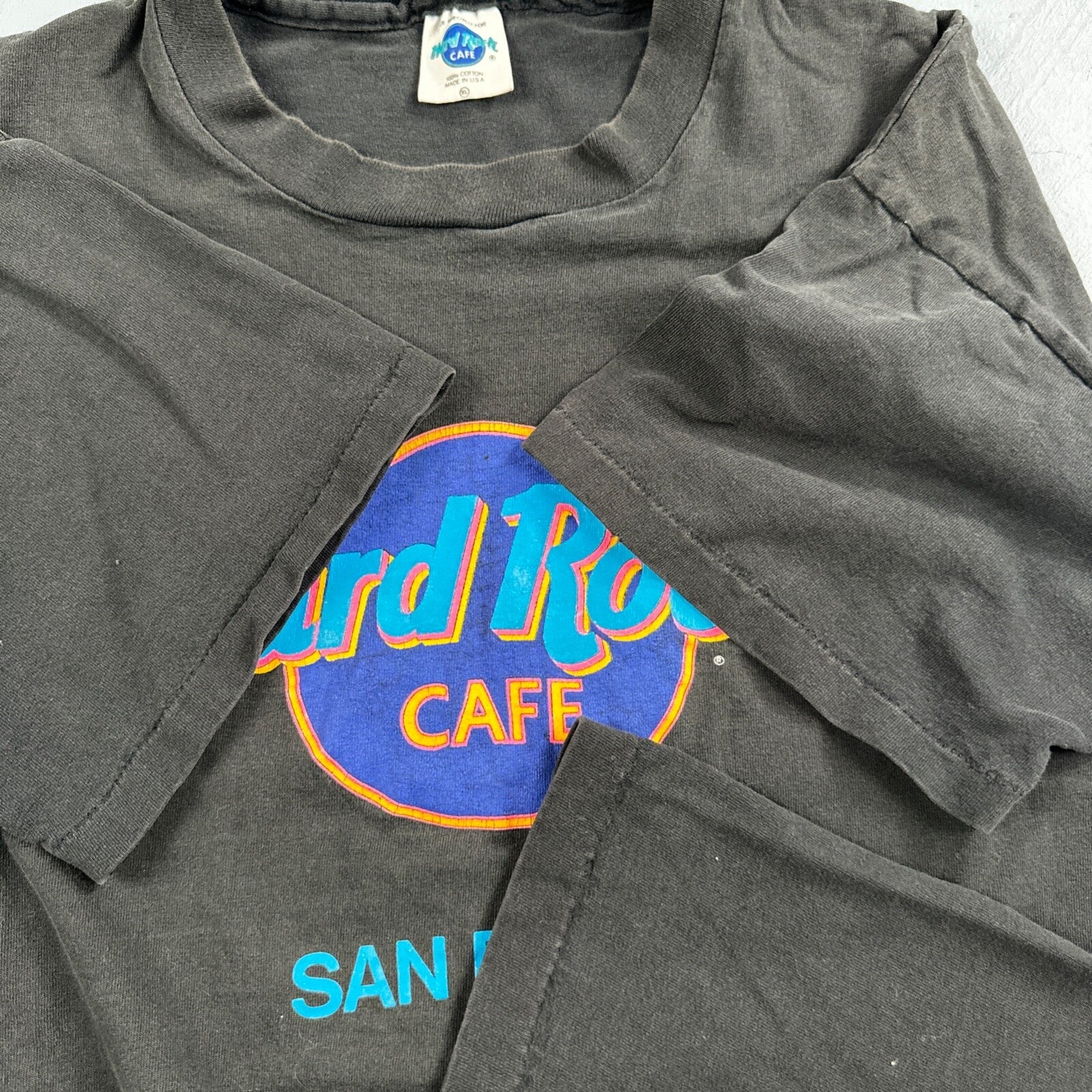 Hard Rock Cafe San Siego VTG T Shirt Single Stitch Black Pop Culture XL USA