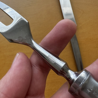2 VTG Eickhorn Roneusil SIBYLLE Stainless German Flatware Carving Knife Set MCM