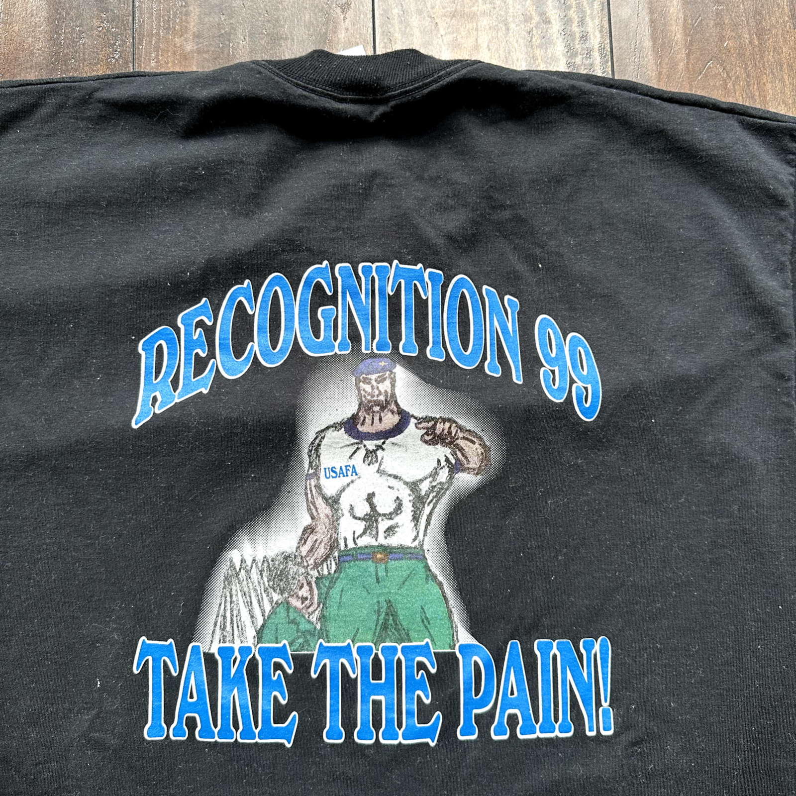 USAF Take The Pain 1999 Vintage T Shirt Black USMC Training Rap Military USA