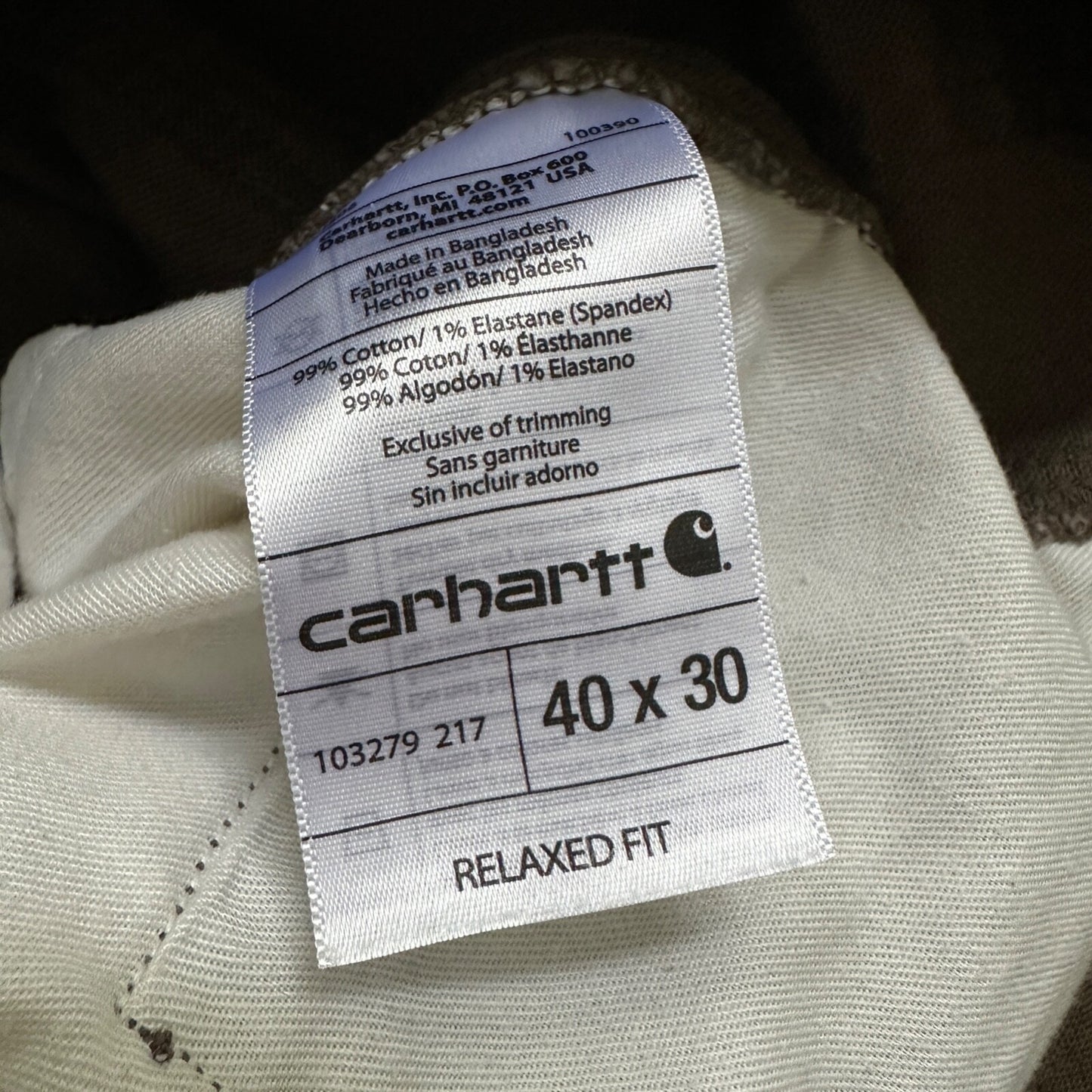Carhartt Duck Relaxed Fit Jeans Carpenter Pants Brown 103279 217 Mens Size 40x30
