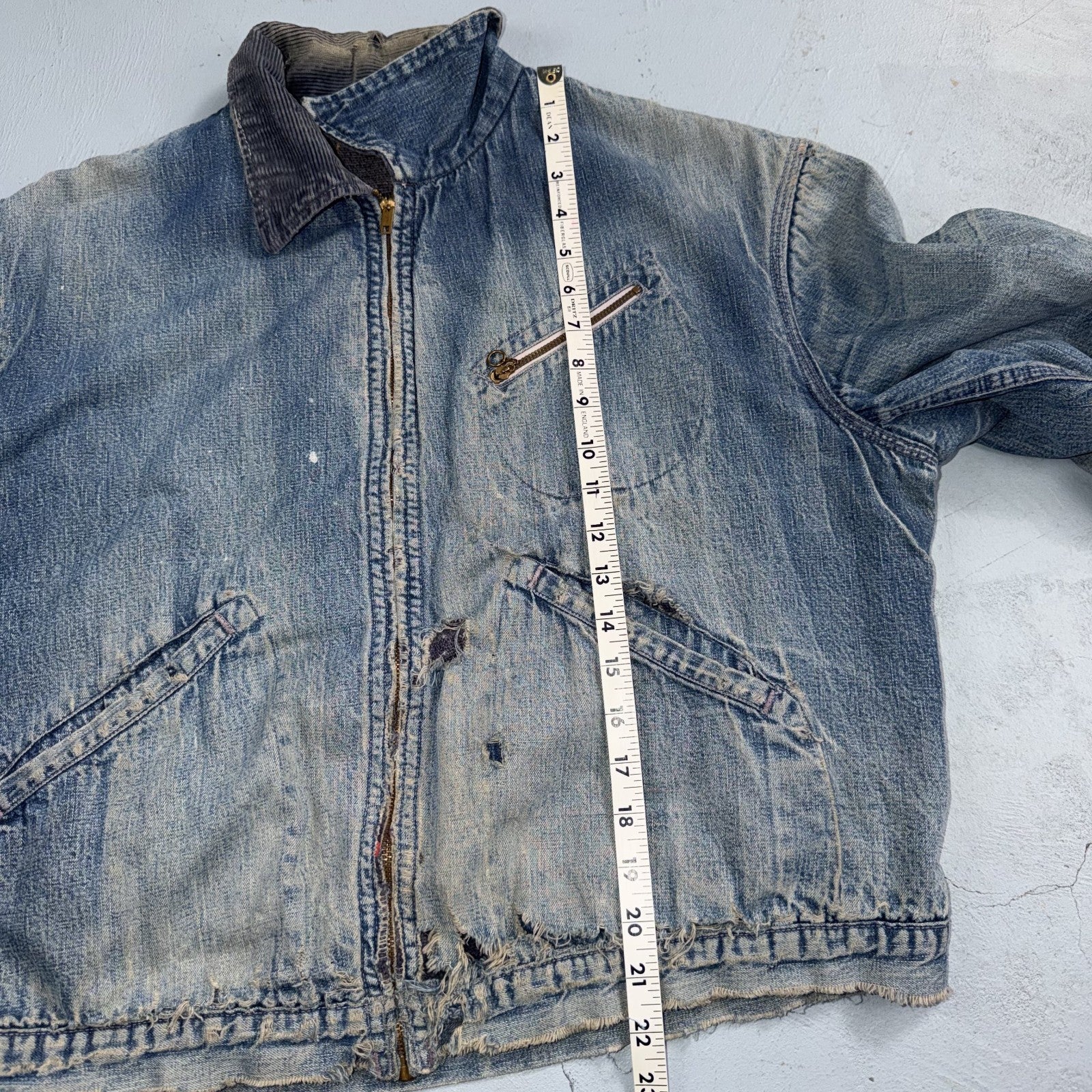 Vintage 50s 60s Hercules Blanket Lined Denim Bomber Jacket USA Coat Thrashed