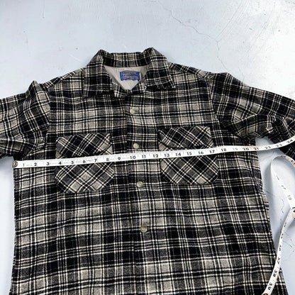 Pendleton Board Shirt Mens M 1960s Plaid Wool Long Sleeve VTG USA Loop Collar