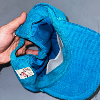 Baker Montana Ross Management Corduroy VTG Hat Cap Snapback Blue Fun Text Otto