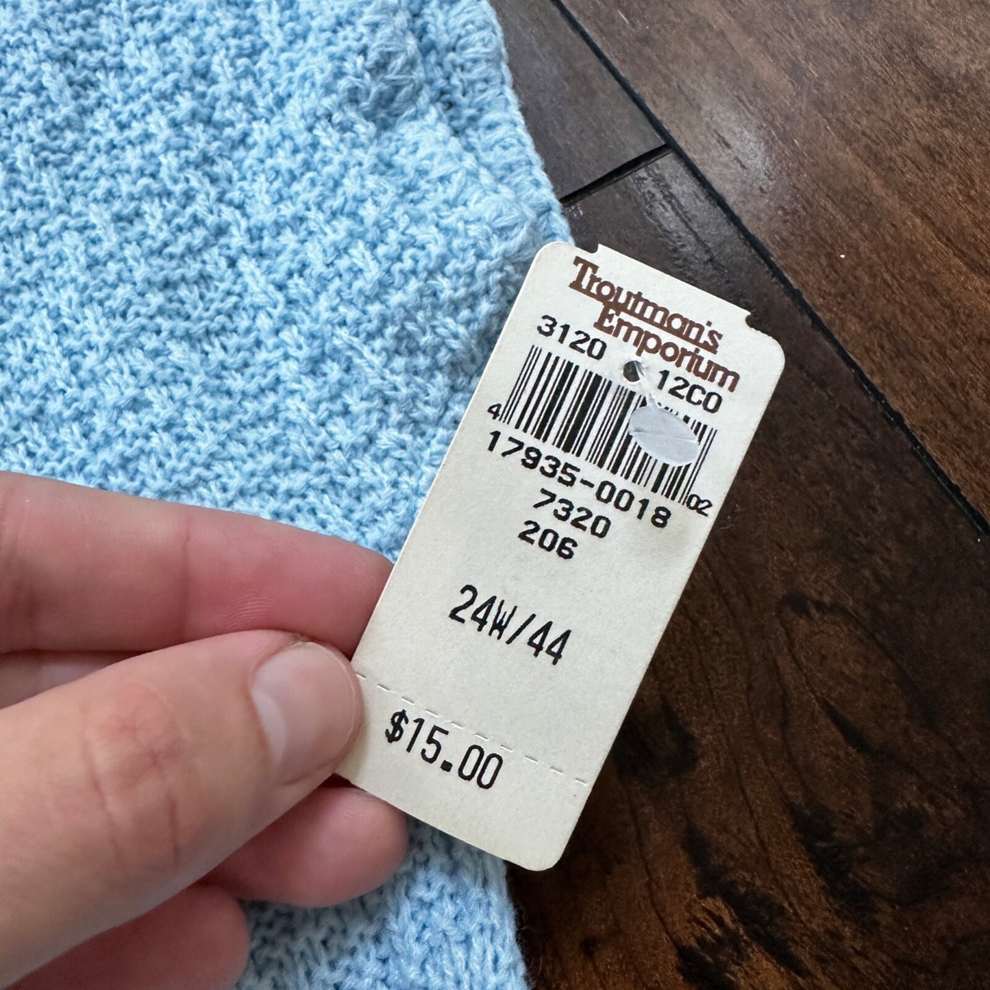 VTG 80s Deadstock South Knit Blue Sweater Vest Cut Shoulder Unisex Tags 1980s