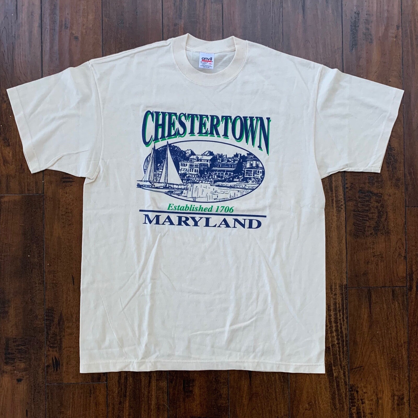 Chestertown Maryland Vintage T Shirt East Coast Anvil 90s Y2K Travel Ships Band