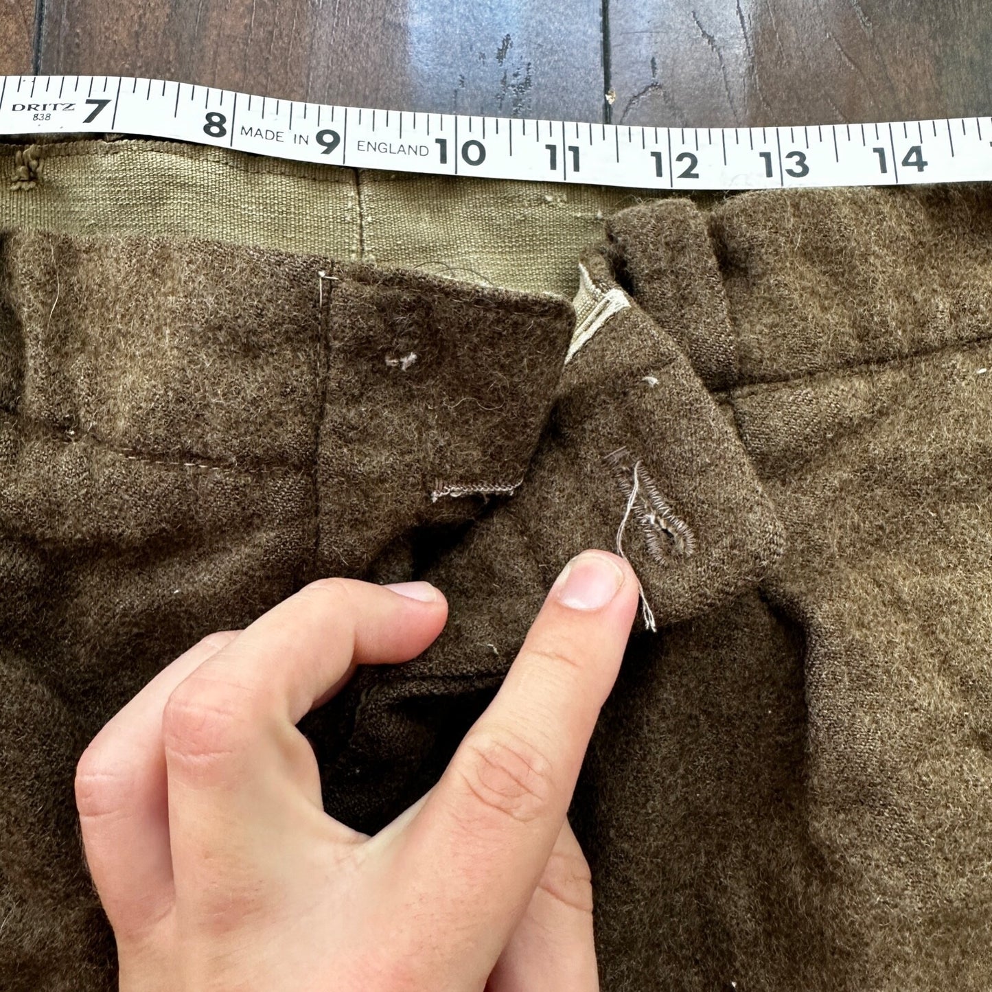 WWII Army Wool Field Trousers 35x28 Cold Weather Green 1940s 40s Destroyed USMC