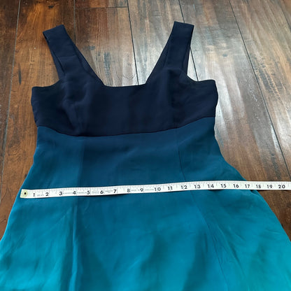 Dana Buchman Gradient Blue 100% Silk Sheath Dress Sleeveless Lined Women’s 4