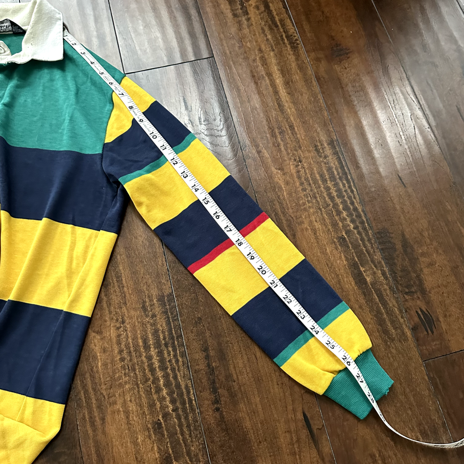 Vintage Long Sleeve Grunge Stripe Polo Shirt M 90s Kurt Cobain Grunge 90s