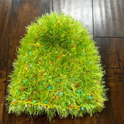 Vintage Beanie Winter Hat Knit 1970s Winter Christmas Grinch Soft Tree WILD