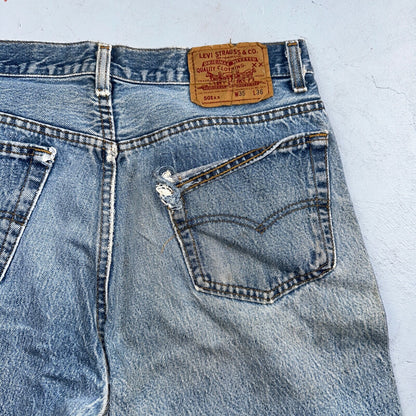Levis 501 Vintage 90s USA XX Straight Leg Jeans 35x36 Blue Light Wash Act 32x32