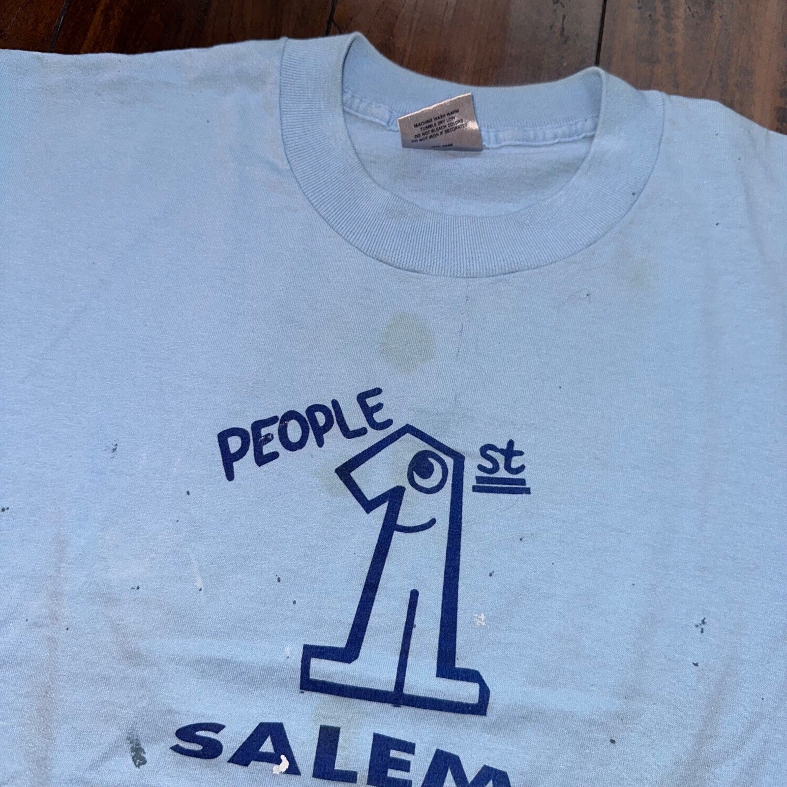 Oneita Number 1 Salem Oregon Vintage T Shirt 80s USA XL Thrashed Stained Paint