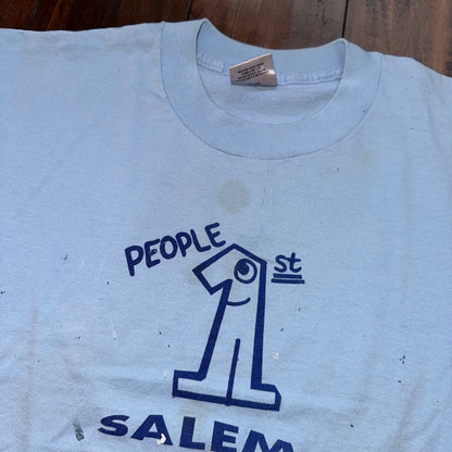 Oneita Number 1 Salem Oregon Vintage T Shirt 80s USA XL Thrashed Stained Paint