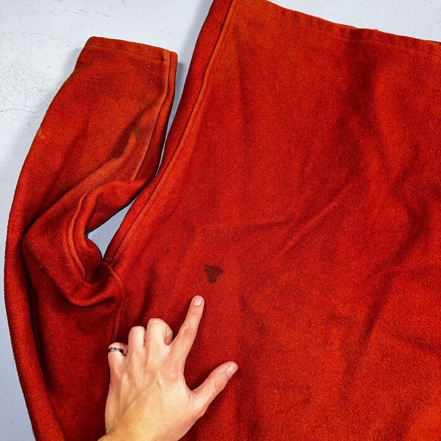 Vintage 60s 70s Wool Delivery Workwear Jacket M Rockabilly Burnt Orange Red