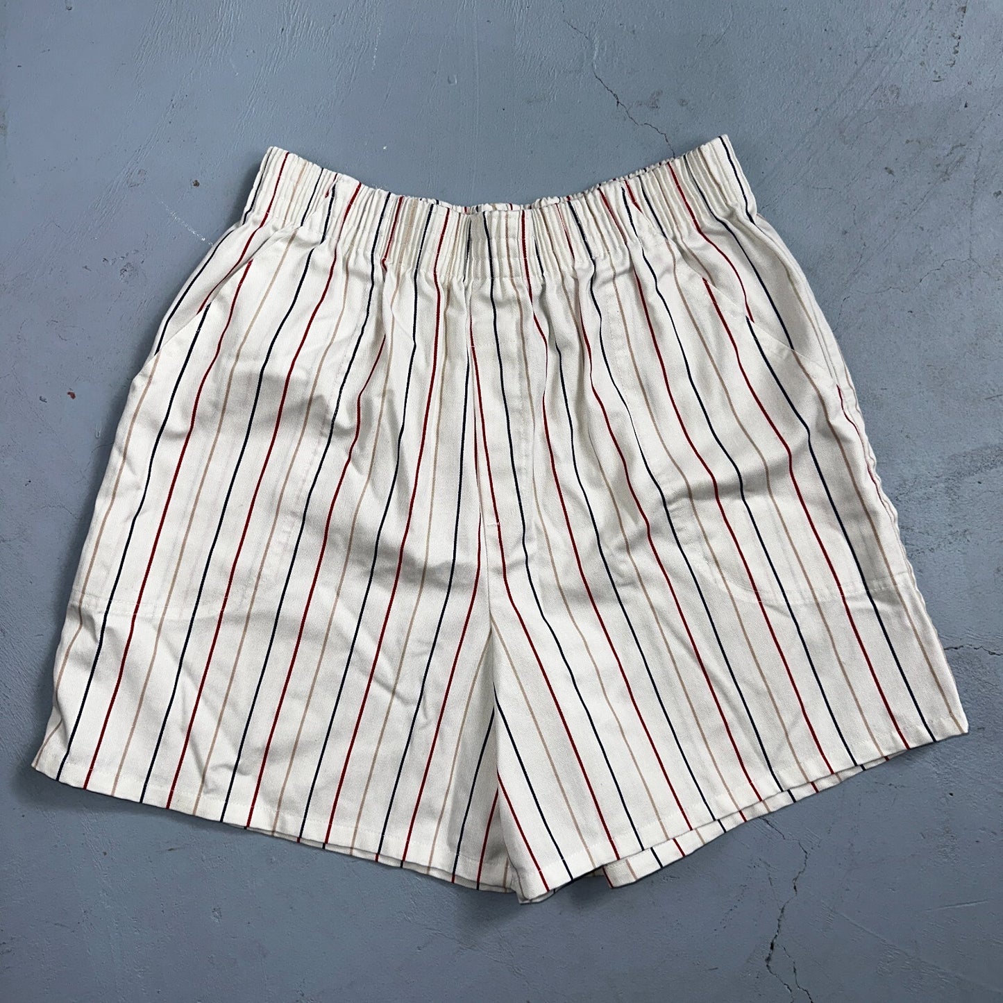 Cabin Creek Shorts Womens 12 Red White Striped Front Cotton Blend High Rise