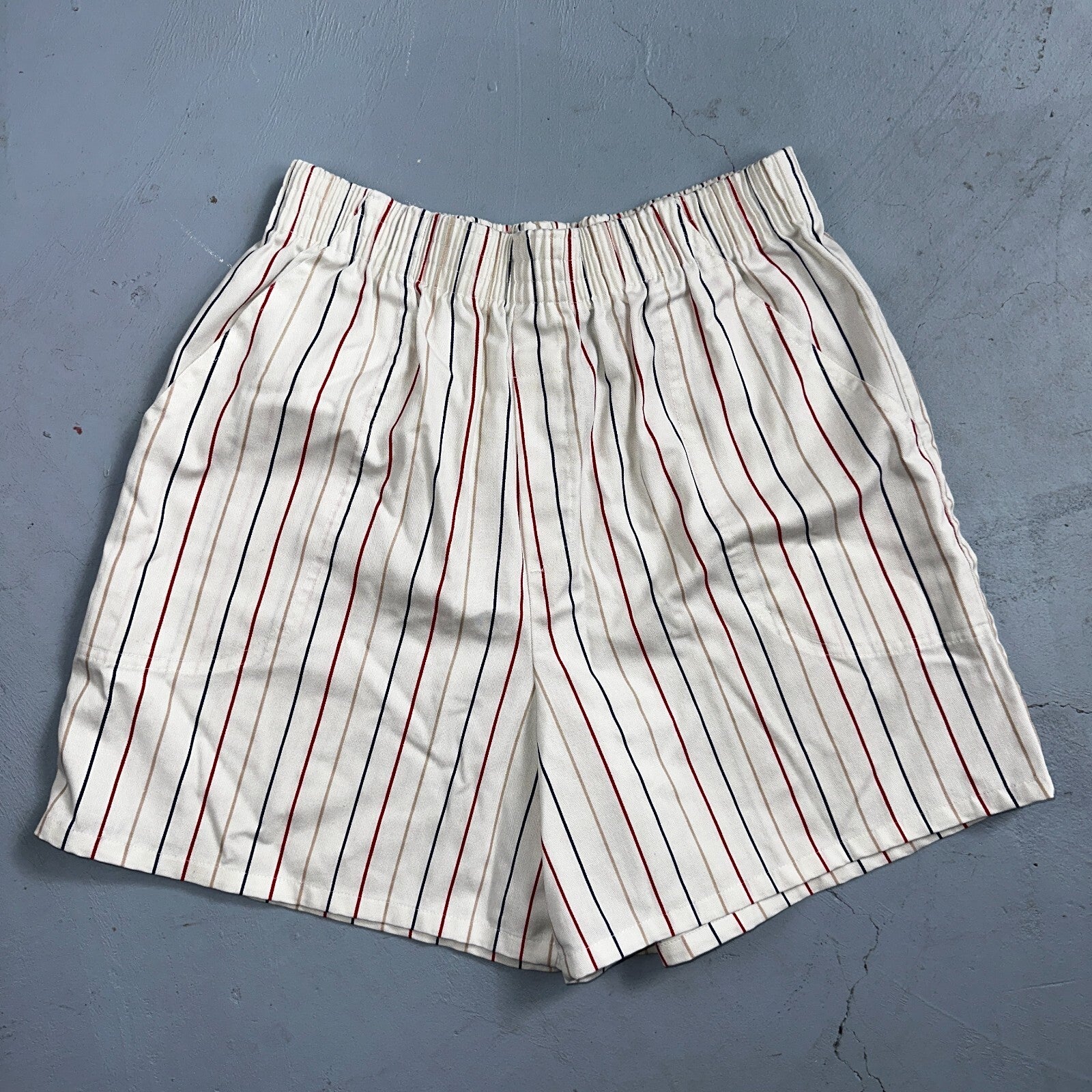 Cabin Creek Shorts Womens 12 Red White Striped Front Cotton Blend High Rise