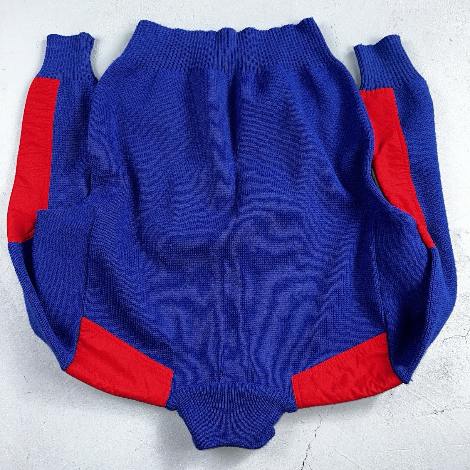 LL Bean VTG Sweater Mens Size M Red Blue Wool Blend High Trek Colorblock 80s