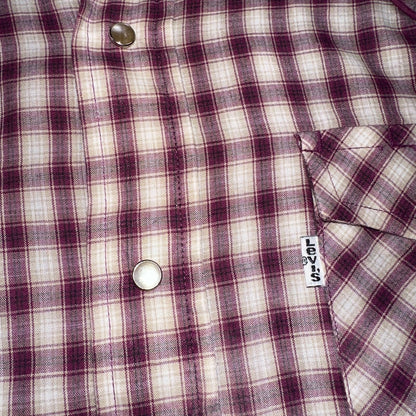 Levis VTG 1980s Pearl Snap Button Shirt Mens L Plaid 80s Cowboy Shirt Korea LS