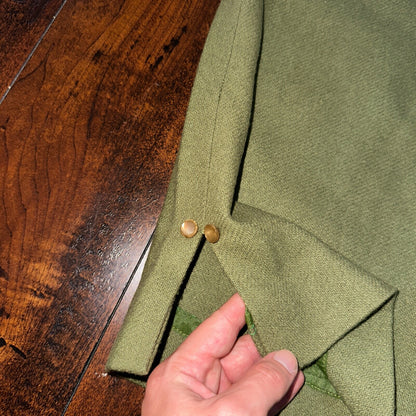 VTG USA Rockabilly Womens Dress Skirt 60s 70s Bottom Plaid Cute Green Wool