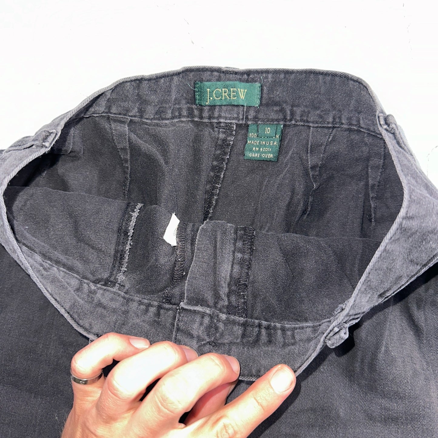 Vintage 90s J Crew Cotton Pencil Skirt 10 Black Front Office Career USA Preppy