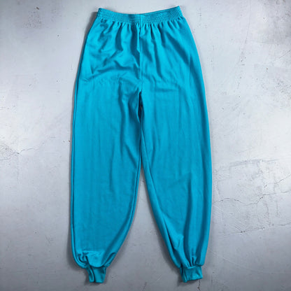 Vintage USA Pants Womens Size M Blue Polyester High Rise Elastic Jogger 1980s 80