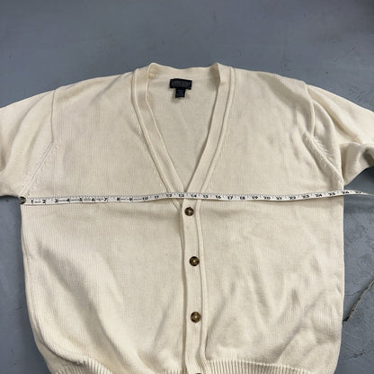 Vintage Lands' End Cardigan Sweater Men's Large White Button Front Made in USA