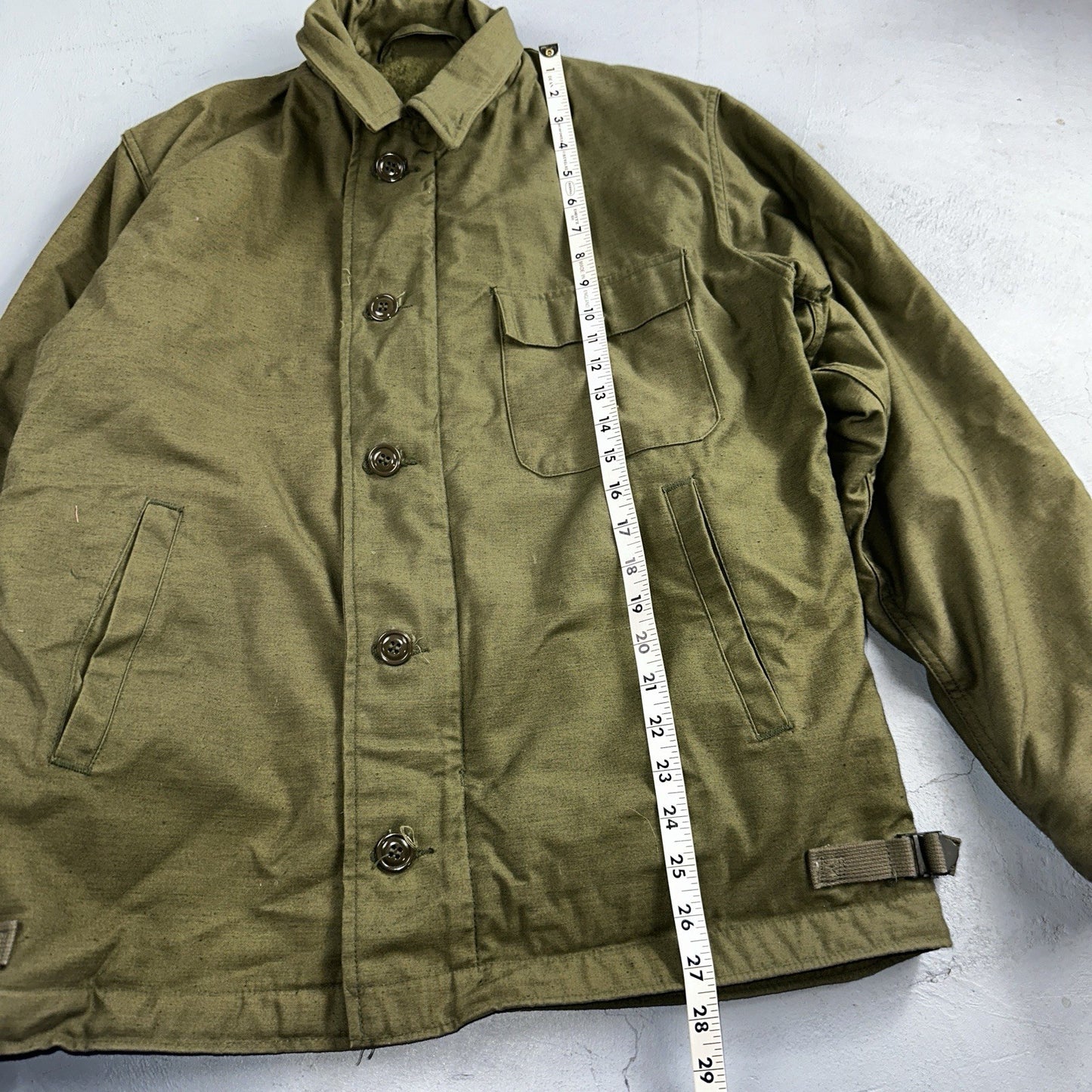 VTG 60s USN US Navy Military A-2 Intermediate Cold Weather Deck Jacket Stencil