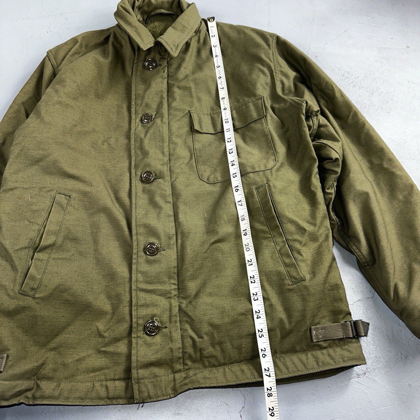 VTG 60s USN US Navy Military A-2 Intermediate Cold Weather Deck Jacket Stencil