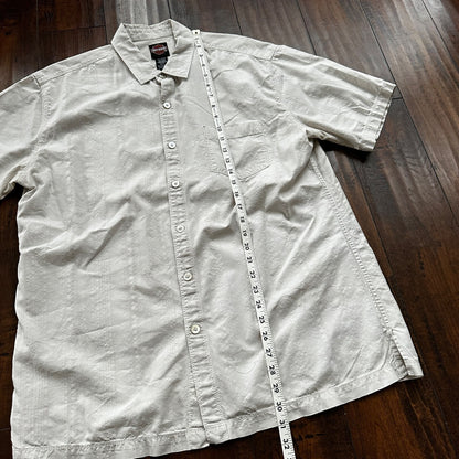 Harley Davidson Shirt Button Up XL Short Sleeve VTG Motorcycle White Silk