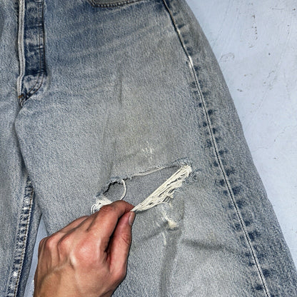 Levis 501 Vintage 90s Mexico Straight Leg Jeans 34x32 Y2K Light Wash Act 33x27