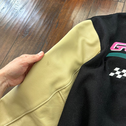 VTG Graffiti Alley Varsity Leather Letterman 70s Jacket 48 Portland Cars Racing