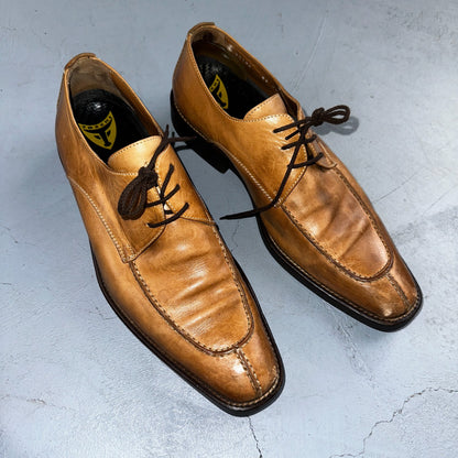 Michael Toschi Mario Men's Lace-up Brown Leather Shoes 8.5 Long Toe Classy