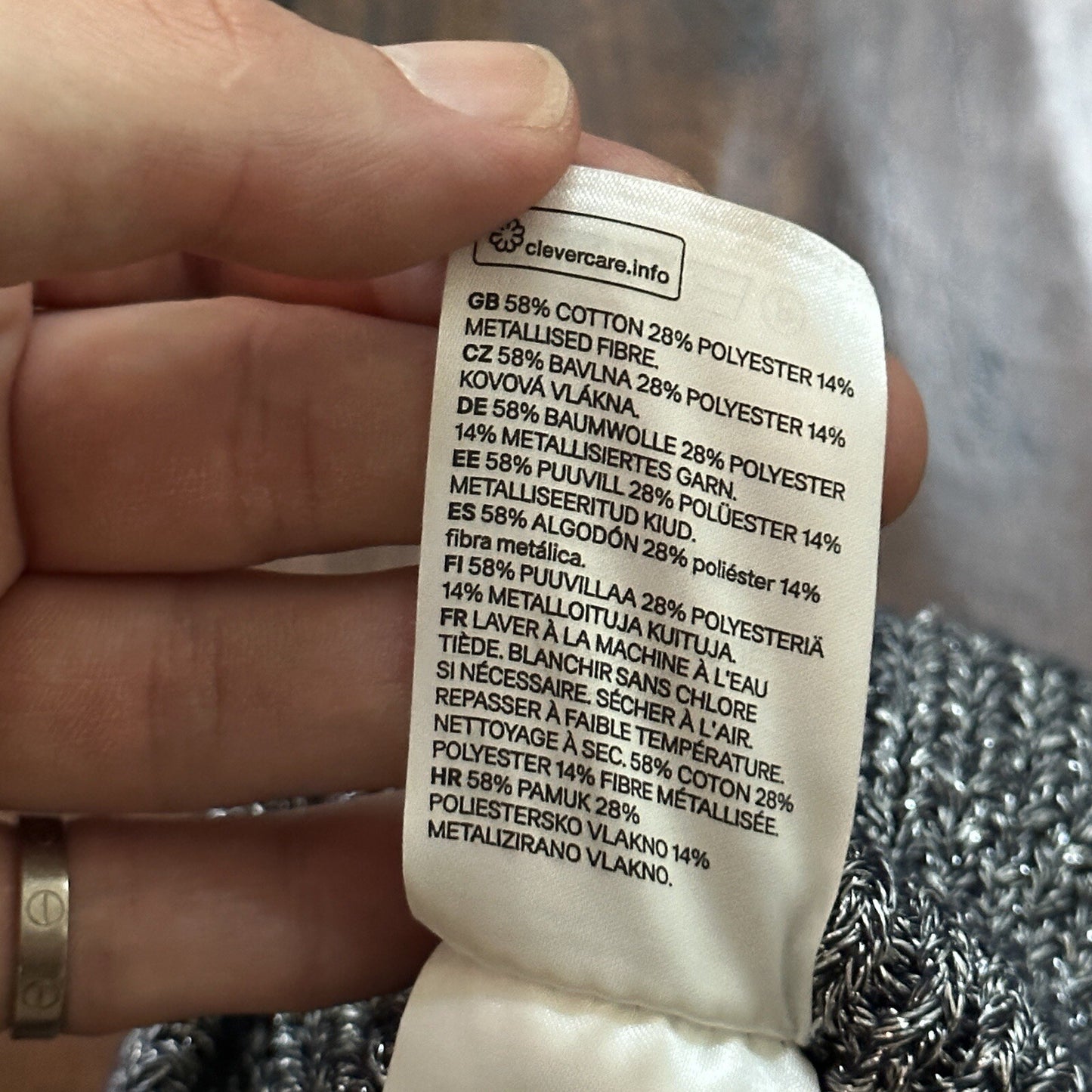 H&M Silver Gray Knit Beanie Shiny Cute Winter Rare OS