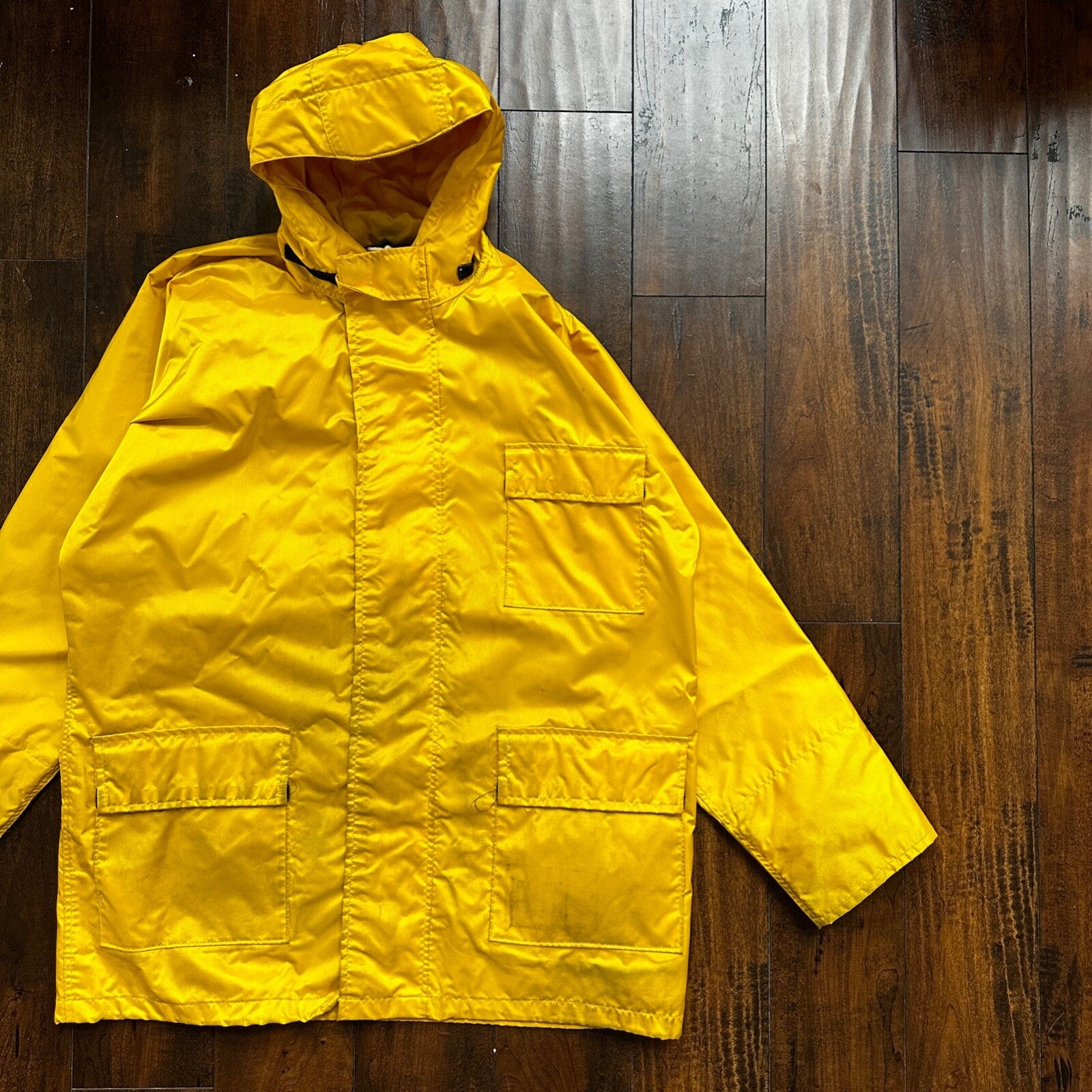 VTG Terrramar 1990s Diamond Jacket Mens Yellow XL Parka Rain Workwear