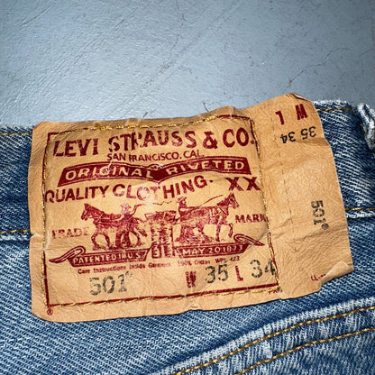 Levis 501 Vintage Y2K XX Straight Leg Jeans Blue Light Wash 35x34 Act 34x34