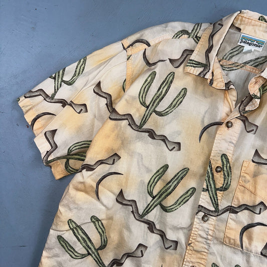 PATAGONIA VTG 80s Pataloha Cactus Hawaiian Yellow Green Desert Floral USA Small