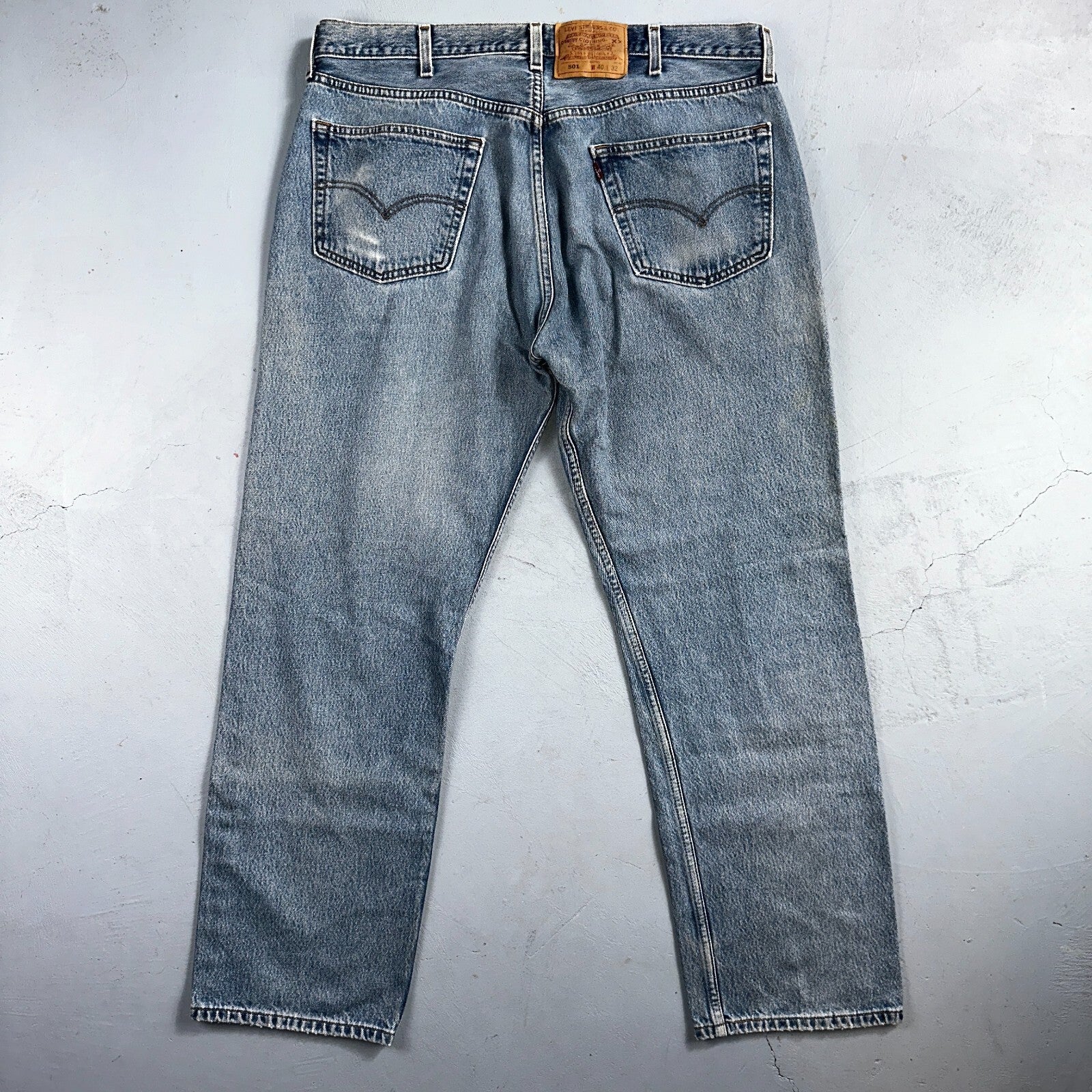 Levis 501 Vintage 90s Mexico Straight Leg Jeans 40x32 Y2K Light Wash Act 37x30