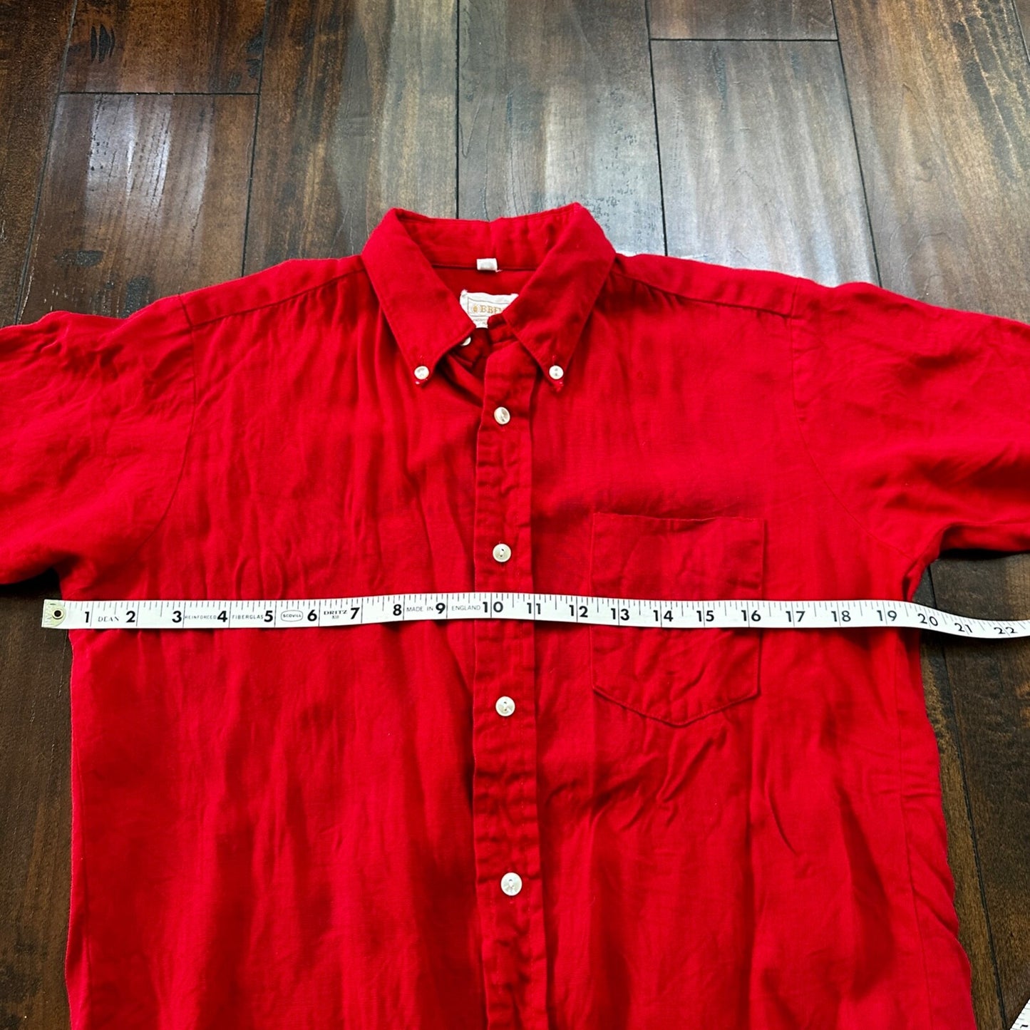 VINTAGE 1970’s Brent Red Flannel Short Shirt Button Down Medium Rockabilly