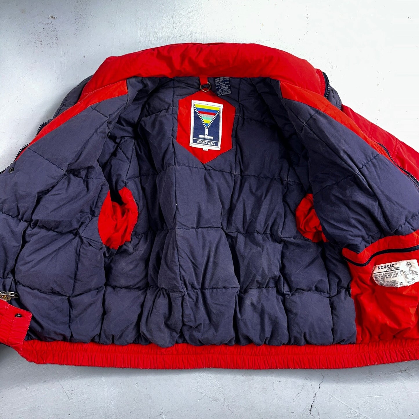 Mighty Mac Jacket Mens 44 Red Bomber Down Filled Norsac Puffer Vintage 80s