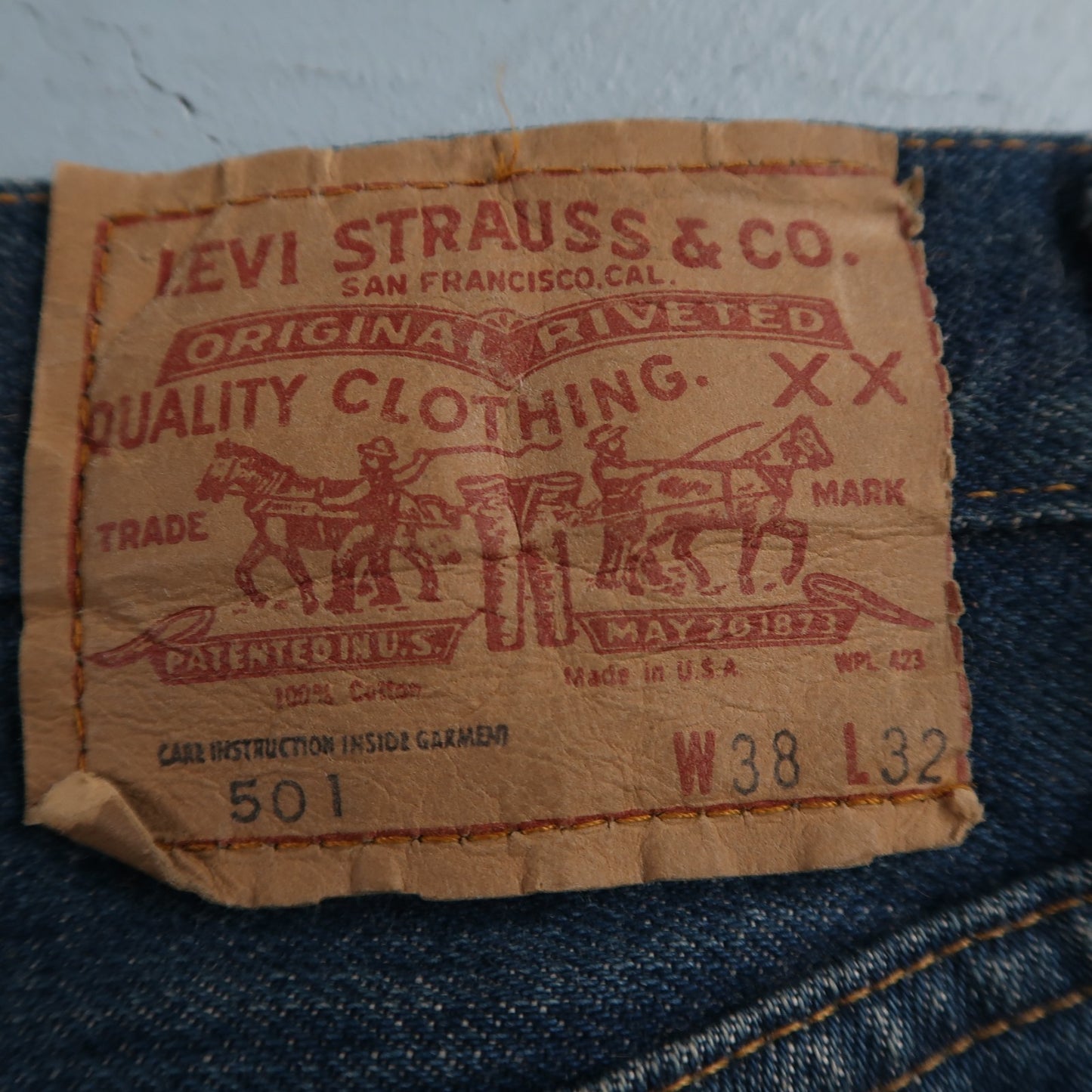 Levis 501 Vintage 70s SS Redline Selvedge USA XX Jeans Med Wash 38x32 Act 35x29