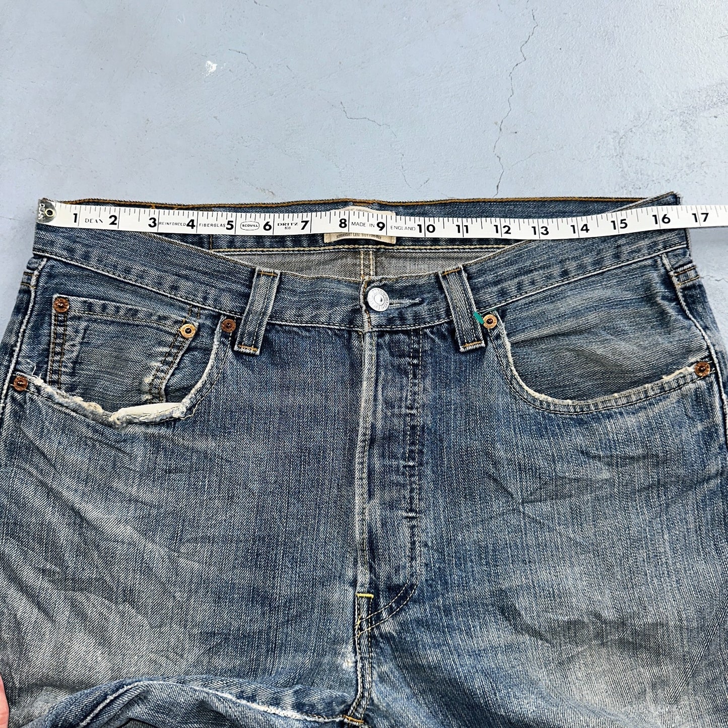 Levis 501 Vintage Y2K XX Straight Leg Jeans Blue Med Wash 33x34 Act 33x33