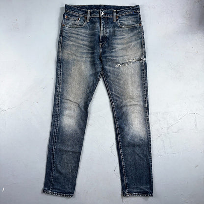 Levis 502 Y2K XX Slim Fit Jeans Blue Med Wash Whiskers 33x34 Vintage Style Worn