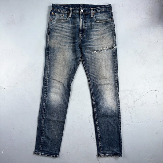 Levis 502 Y2K XX Slim Fit Jeans Blue Med Wash Whiskers 33x34 Vintage Style Worn