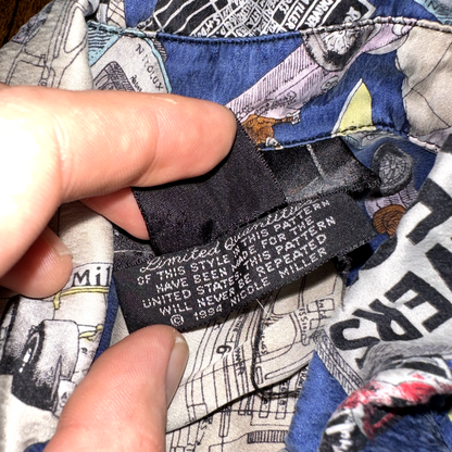 Nicole Miller 100% Silk Shirt Vintage 1994 Limited Quantities Cars Drivers Test