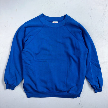 1990s VTG Hanes Sport Blank Sweatshirt XL Blue Made In USA Crewneck Basic