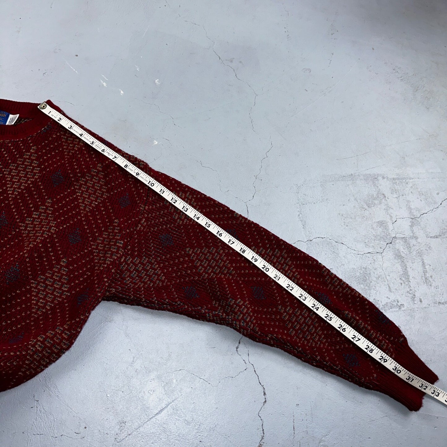 Pendleton VTG 100% Wool Sweater Mens L Argyle Red Oregon USA  Preppy Christmas