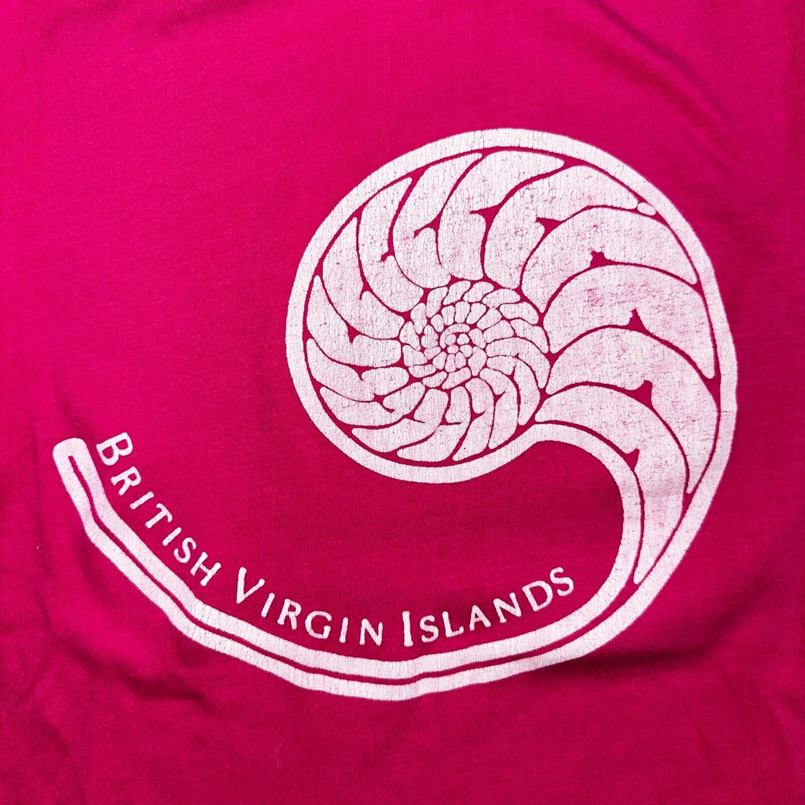 British Virgin Islands 80s VTG T Shirt Pink Shell Ocean Travel UK Graphic Art