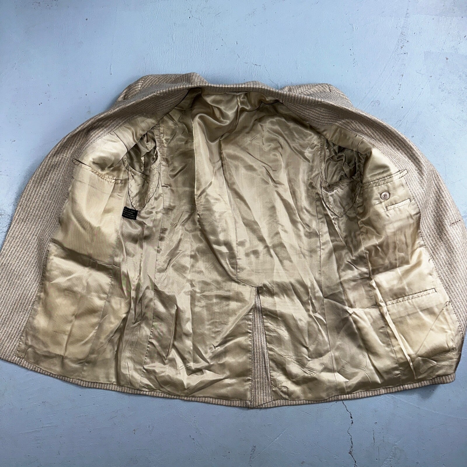 VTG Mens Suit 40S Jacket Sport Coat Rockabilly 80s 90s Wool Stripe Brown Short