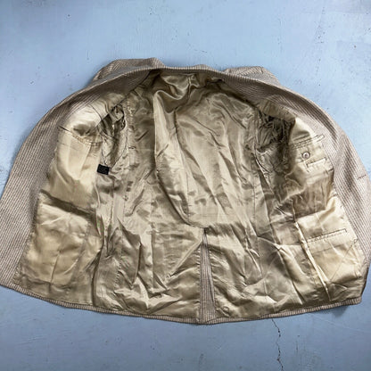 VTG Mens Suit 40S Jacket Sport Coat Rockabilly 80s 90s Wool Stripe Brown Short