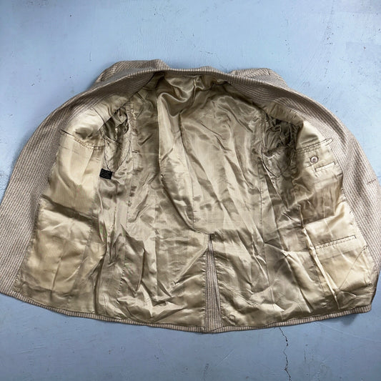 VTG Mens Suit 40S Jacket Sport Coat Rockabilly 80s 90s Wool Stripe Brown Short