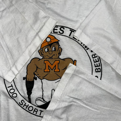 Cheap Beer Montana Tech Wild Times Buff Guy VTG T Shirt 80s Quote Funny Graphic